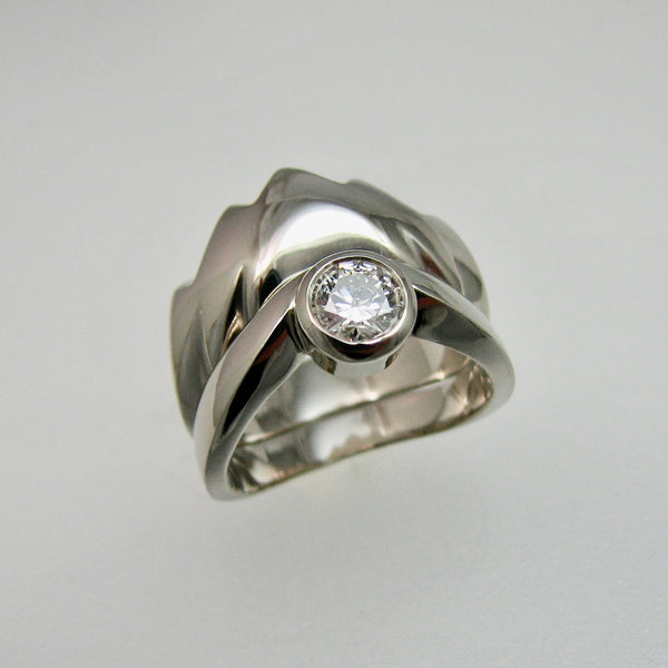 Smooth Mountain Ring Wedding Set