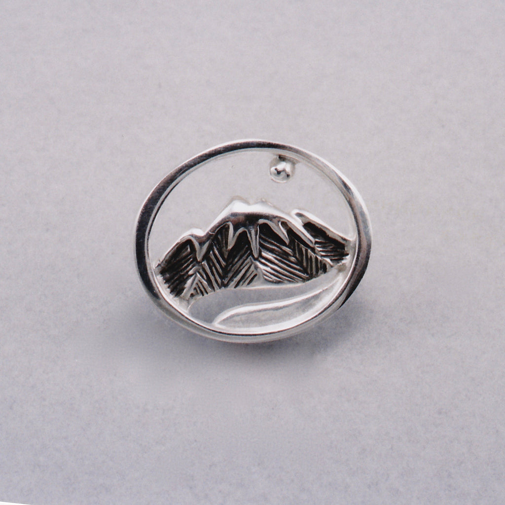 Moon River Tie Tack, Mountain Jewelry, Cascade Jewelry, Cascade Range Jewelry, Mountain Theme Jewelry, Leavenworth Mountain Jewelry, Mountain Rings, Mountain Pendants,