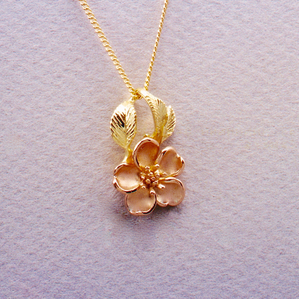 Wild Mountain Rose Two-Tone pendant,Wild Mountain Rose,Rose Jewelry,Rose Pendant,Rose Rings, Rose Earrings, Nootka Rose, Nootka Rose Jewelry, Pacific NW Rose, Wild Rose Jewelry